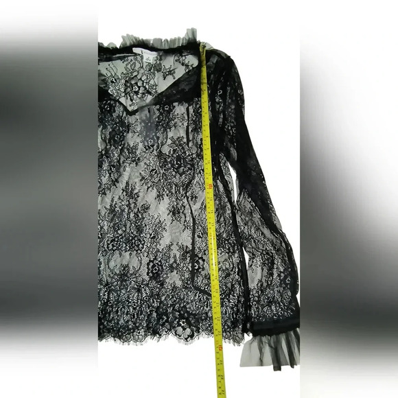 Nylon Apparel Women's Black Sexy Witchy Whimsigoth Sheer Lace Blouse, M, NWT - Picture 5 of 8